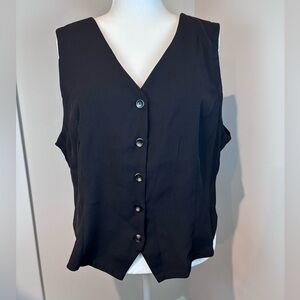 SHEIN Curve Black Button Front Vest Top 4XL Plus Size Sleeveless Career Layering
